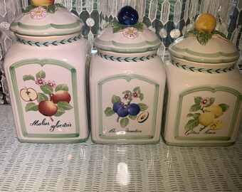 Collectible Villeroy & Boch French Garden Canister Set of  3 Canisters