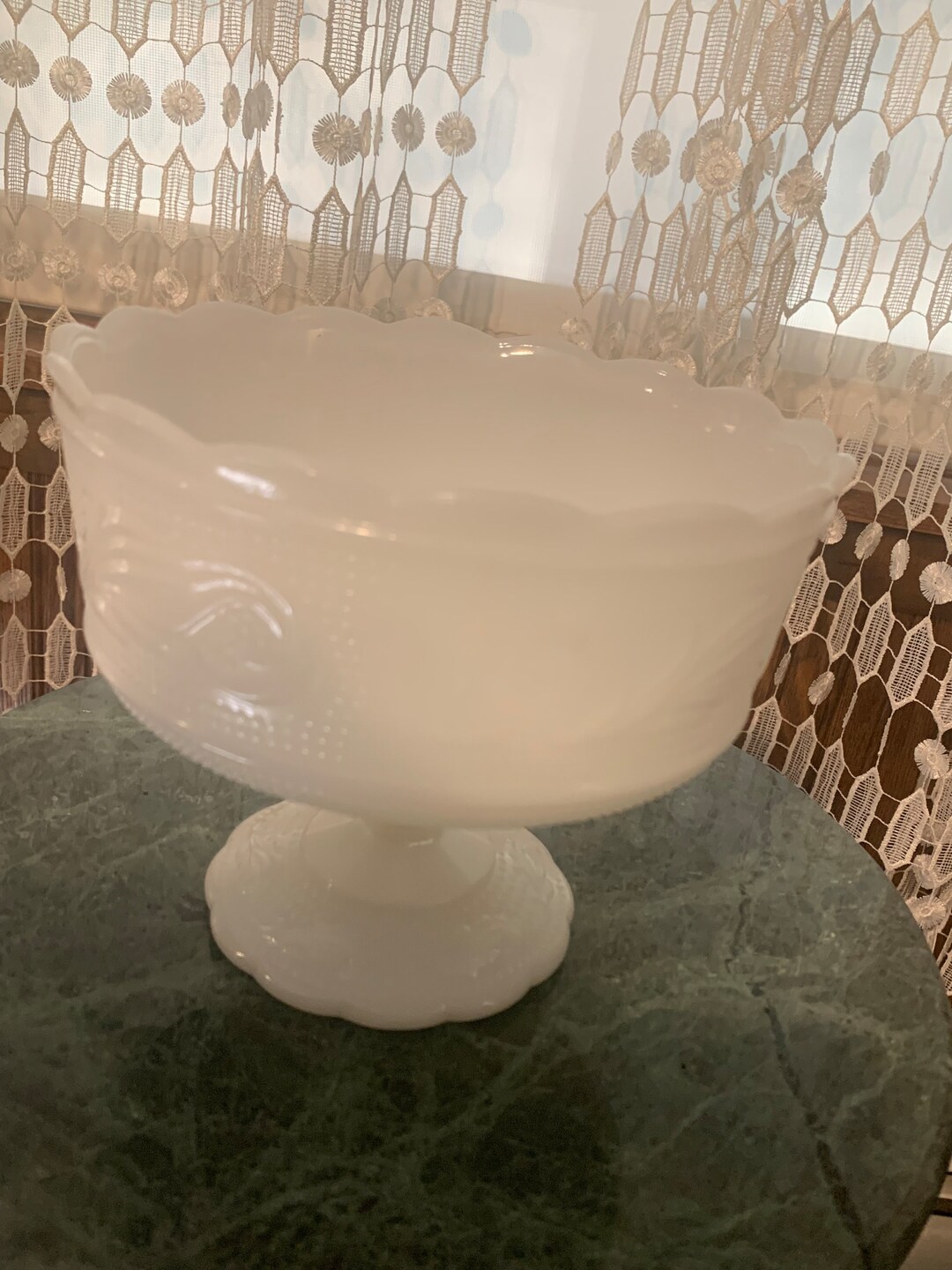 Vintage E.O. Brody Co M6000 White Milk Glass Pedestal Compote Bowl