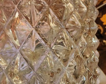 Hollywood Regency Diamond Point Glass Cylindrical Lampshade 11”