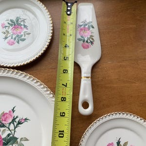 Harker Pottery Cake Server Set/22 K gold trim on scalloped edge