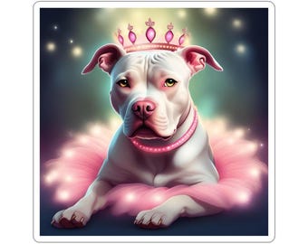 Pit Bull with Tiara and Tutu - White 3