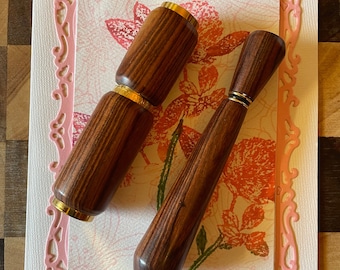 Vintage Mid-Century Wood Finish Perfume Atomizer and Dabber