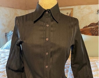 Faconnable, Designed in France Black Cotton Blouse