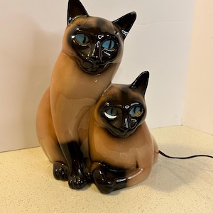 Extremely Rare MCM 1954 Leland Claes Twin Siamese Cats TV Lamp in