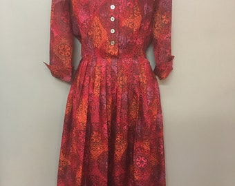 WD-1970's McKettrick Red Silk Day Dress