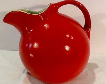 Vintage 1950s MCM Hall Kitchenware Tilted Balloon Red Pitcher
