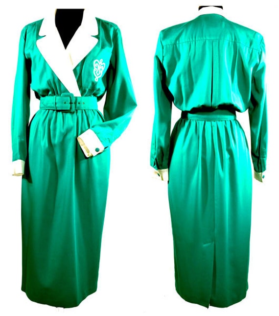 WD-1980's Tareti Green Monogrammed Dress - image 2