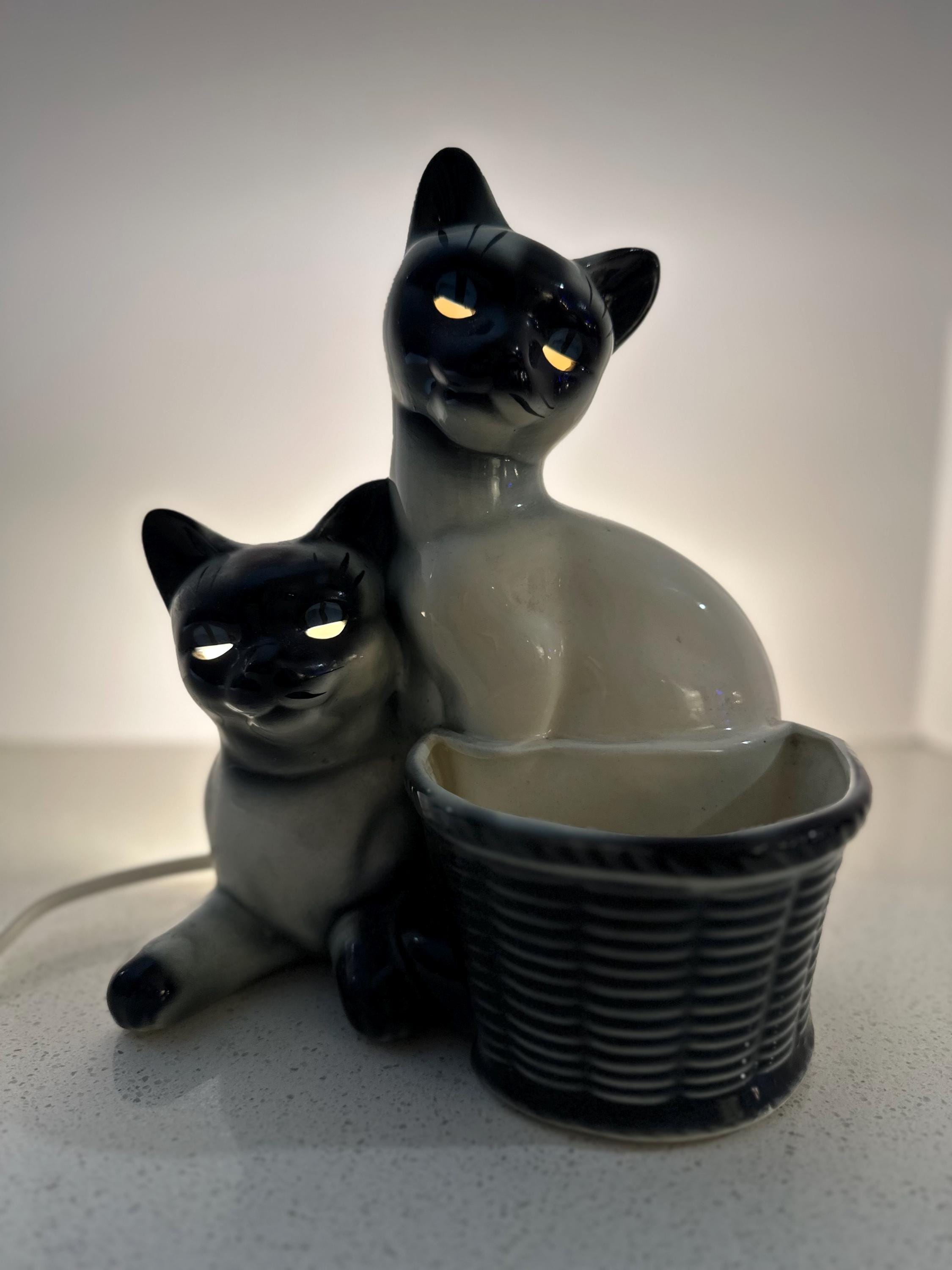 1950s MCM Howard Kron Twin Siamese Cats TV Lamp With Planter