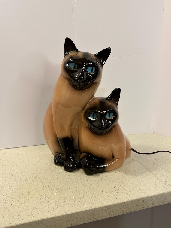 Extremely Rare MCM 1954 Leland Claes Twin Siamese Cats TV Lamp in