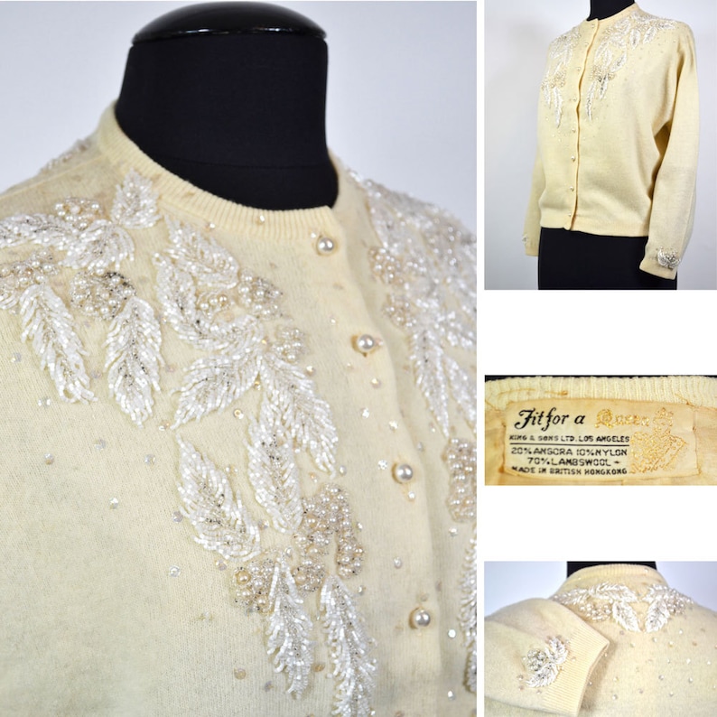 SW-Vintage 1950s Beaded Button down Cardigan by image 4