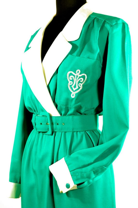 WD-1980's Tareti Green Monogrammed Dress - image 1