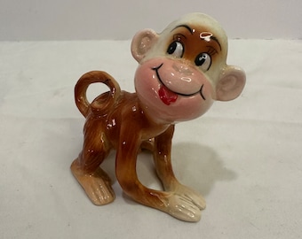 Vintage 1940s Japanese Ceramic Smiling Monkey Figurine