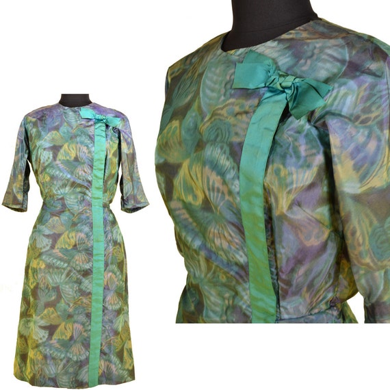 SD-1950's Handmade Monet Butterfly Print Dress