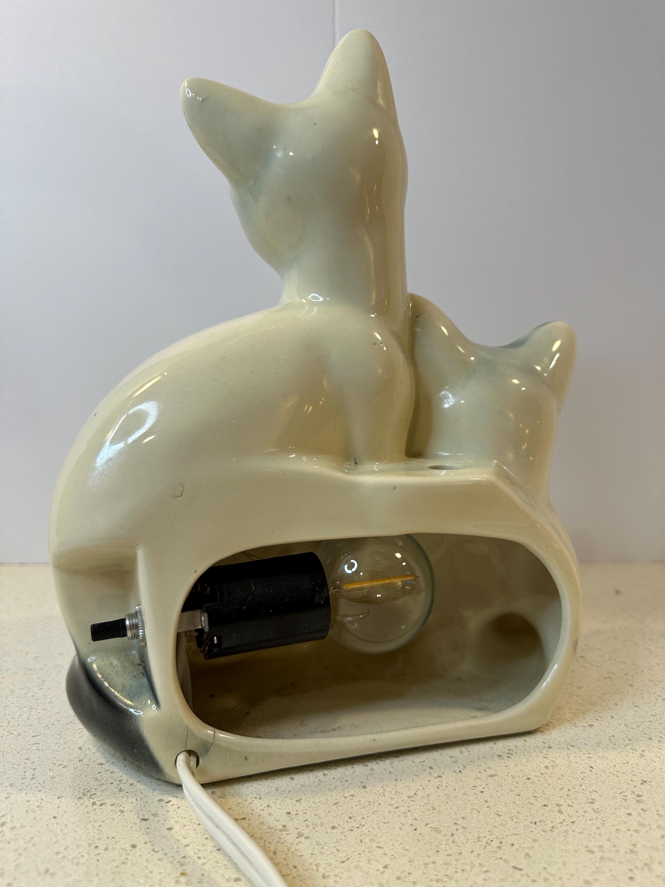 1950s MCM Howard Kron Twin Siamese Cats TV Lamp With Planter