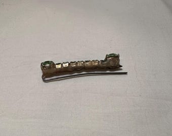 Early 1920s Art Deco Green Bejeweled Bobby Pin / Hair Pin Emerald Rhinestone Bobby Pins: Vintage Art Deco Hair  main image 3