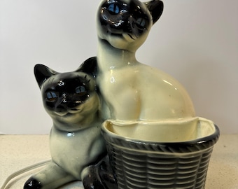 Extremely Rare MCM 1954 Leland Claes Twin Siamese Cats TV Lamp in