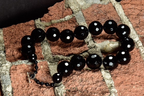 Black-Oversized Faceted Glass Beads - image 2