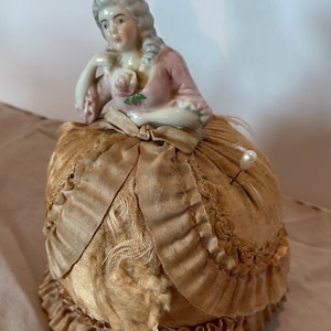 Antique Victorian Porcelain Doll Pin Cushion