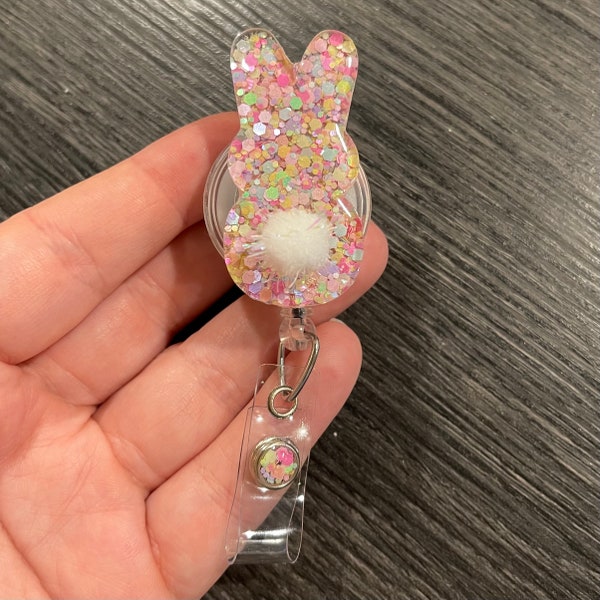 Bunny Butt Glitter Retractable Badge Reel