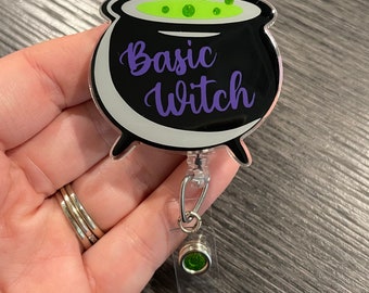 Basic Witch Cauldron Retractable Badge Reel - Halloween
