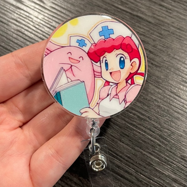 Nurse Joy & Chansey Retractable Badge Reel/ Pokémon/ Work ID/ Nurse/ Medical