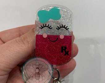 Happy Pill Retractable Badge Reel