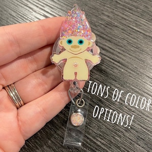 Glitter Troll Retractable Badge Reel