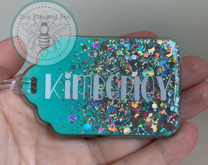 Personalized Ombre Glitter Luggage Tag Etsy
