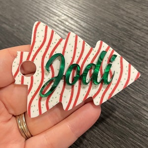 Custom Christmas Tree Cake Acrylic Name Tag/Plate for 40oz Stanley H2.O Quencher Flowstate Tumbler
