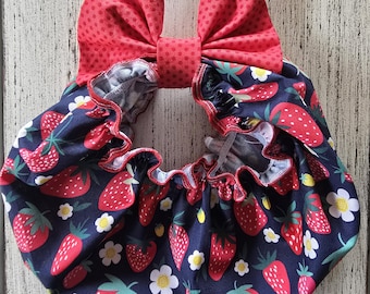 Strawberry Bow Dog Snood: Long Ear Protection, Cavalier King Charles Spaniel