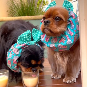 Fancy Bow Snood for Dogs with Long Ears - Coffee, Fairy Bread, Rubber Duckies, Gingham