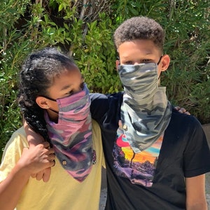 Tweens/Toddlers Unisex: Anti-Drop Face Mask Scarf - “Camouflage Collection”