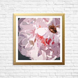 Peony & Honeybee // Print, Giclée Print, Limited Edition, Unique Floral Decor