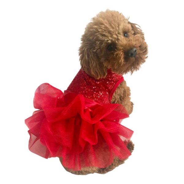 Picture Perfect Sequined Tutu |Dress for Dogs | Trendy Dress for Dogs | Party Dress for Dogs | Red Dress for Dogs | Designer dress for Dogs