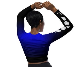 Blue Moon Training Top / long-sleeve crop top rash guard for yoga, swim and gym, sustainably made with recycled polyester