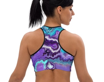 Agate Trip Sports Bra (medium impact) - cupless racerback bra for yoga and gym, quick drying and extremely soft sports bra