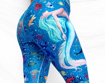 Mermaid Life Yoga Leggings (high waist, full length, silky soft material, XS-6X)