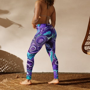 Agate Trip Yoga Leggings high waist trippy leggings, squat proof leggings, gym leggings, fitness leggings, plus size leggings for women image 1