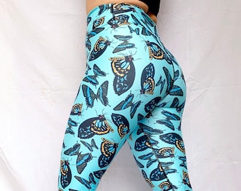 Butterfly Yoga Leggings (high waist, full length, silky soft material, XS-6X)