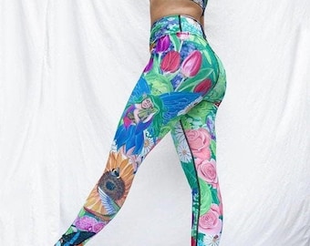 Garden Fairy Yoga Leggings (high waist, full length, silky soft material, XS-6X)