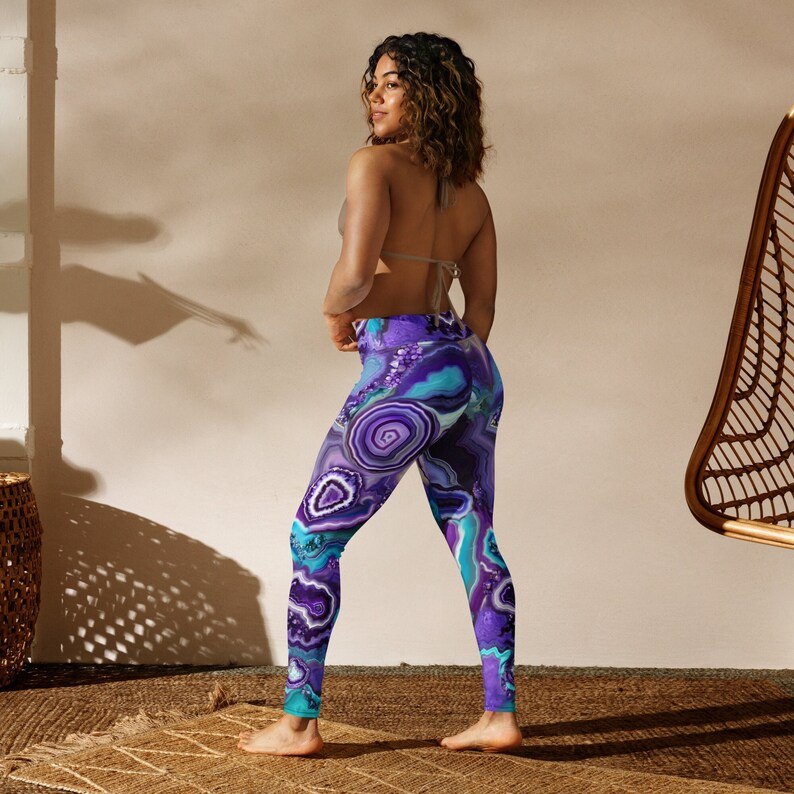 Agate Trip Yoga Leggings high waist trippy leggings, squat proof leggings, gym leggings, fitness leggings, plus size leggings for women image 1