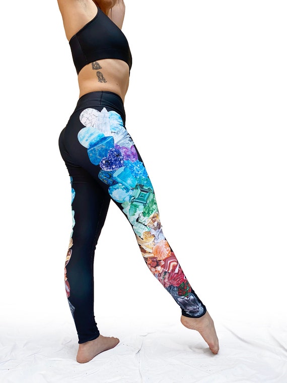 Chakra Crystals Yoga Leggings high Waist, Full Length, Silky Soft