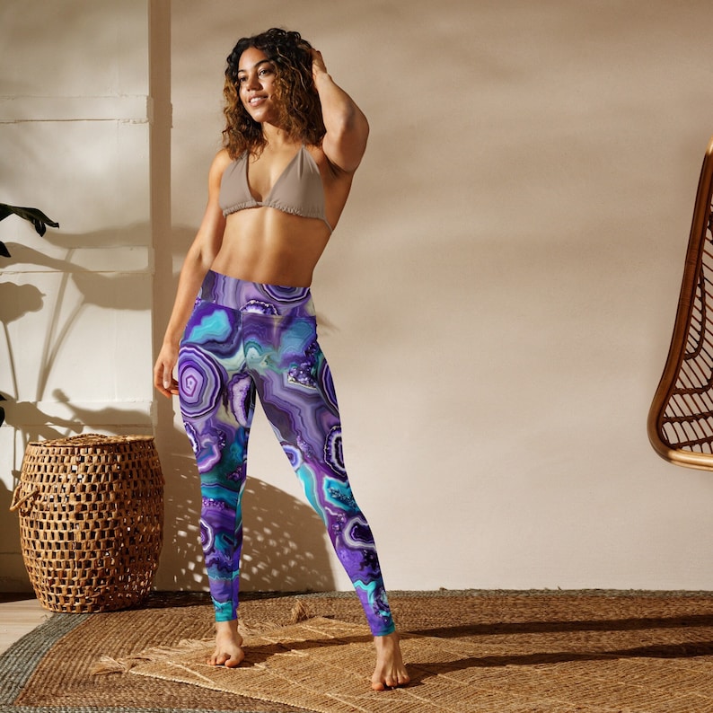 Agate Trip Yoga Leggings high waist trippy leggings, squat proof leggings, gym leggings, fitness leggings, plus size leggings for women image 2