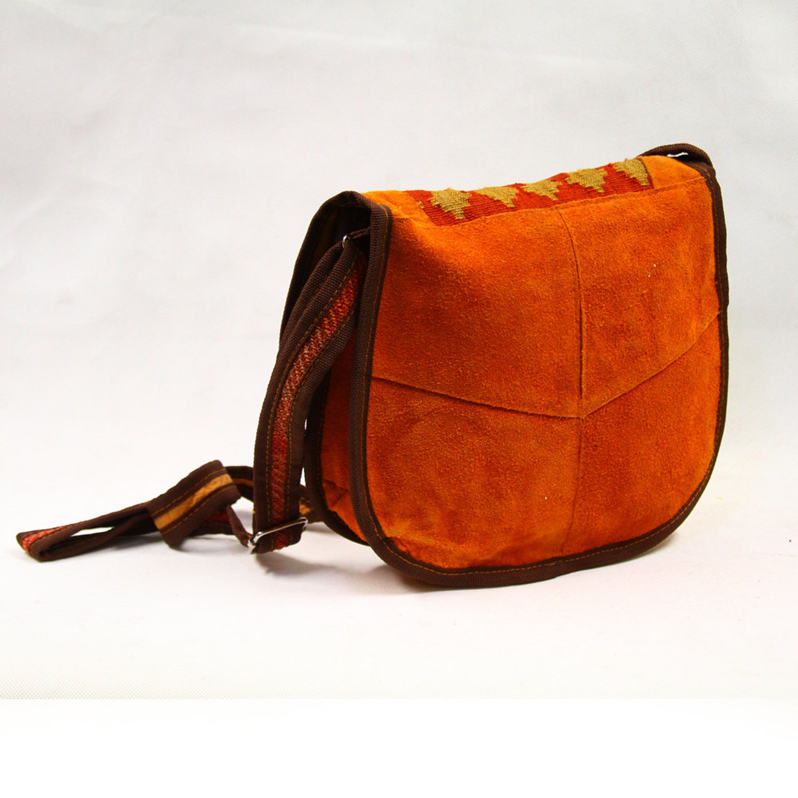 Persian Rug Handmade Vintage Weave Leather Shoulder Hand Bag Purse Tote