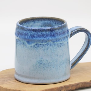 Blue Coffee Mug,  Pottery Cup with Handle, Wheel Thrown Drinkware for Coffee, Tea,