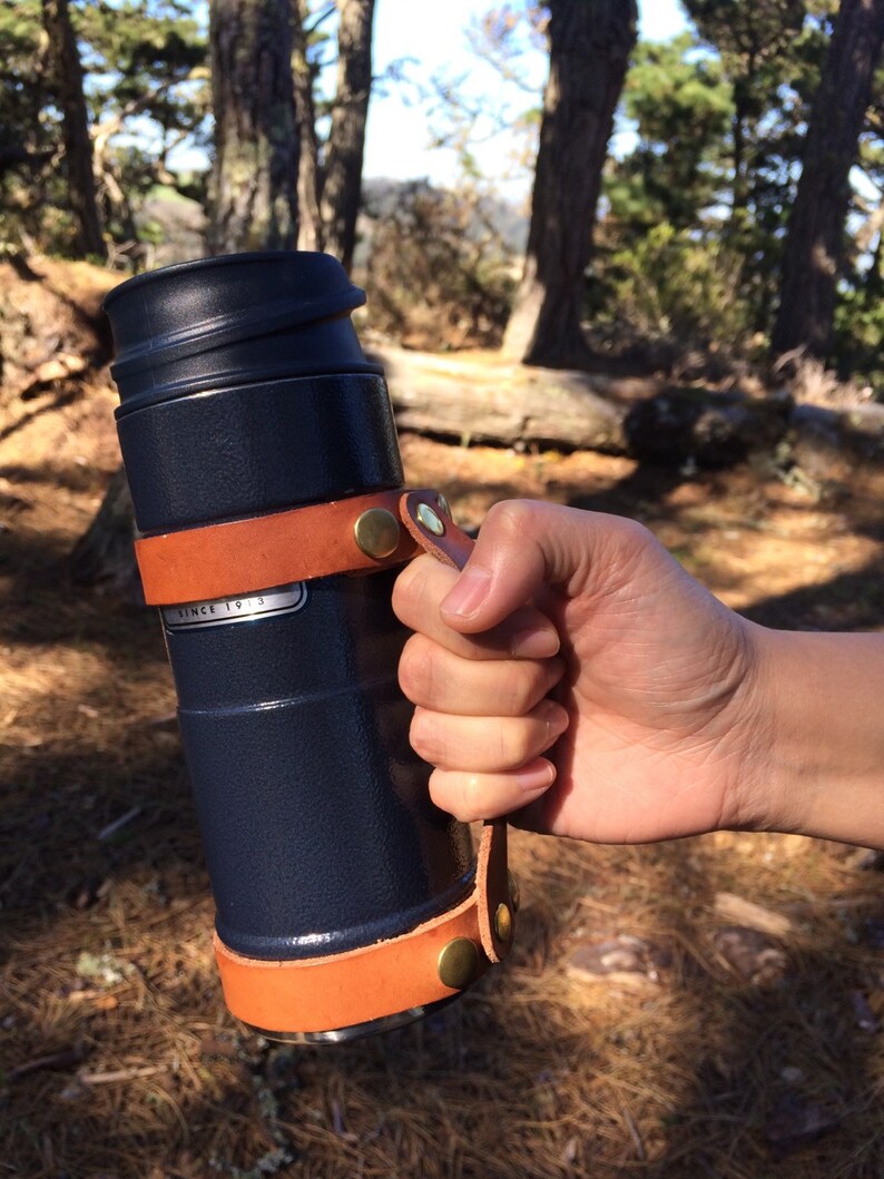 Stanley Thermos insulated water bottle with leather handle EDC Etsy
