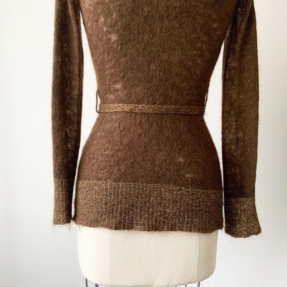 Vintage Knitted Brown Wool Pullover Sweater with … - image 4