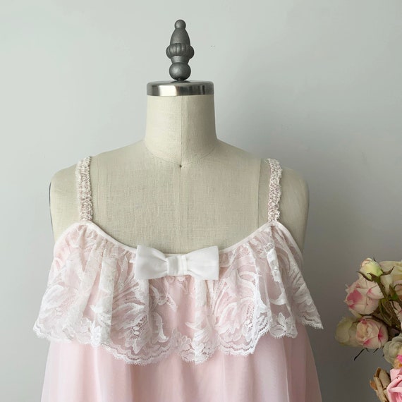 Vintage PERRI ANN Pink Nylon Robe and Nightgown S… - image 2