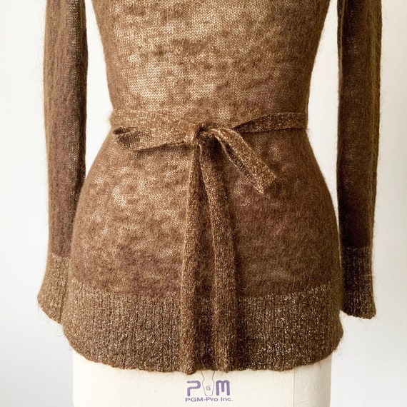 Vintage Knitted Brown Wool Pullover Sweater with … - image 5