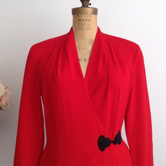 Vintage SARA EDWARDS Bichon Red Formal Dress,  Lo… - image 5